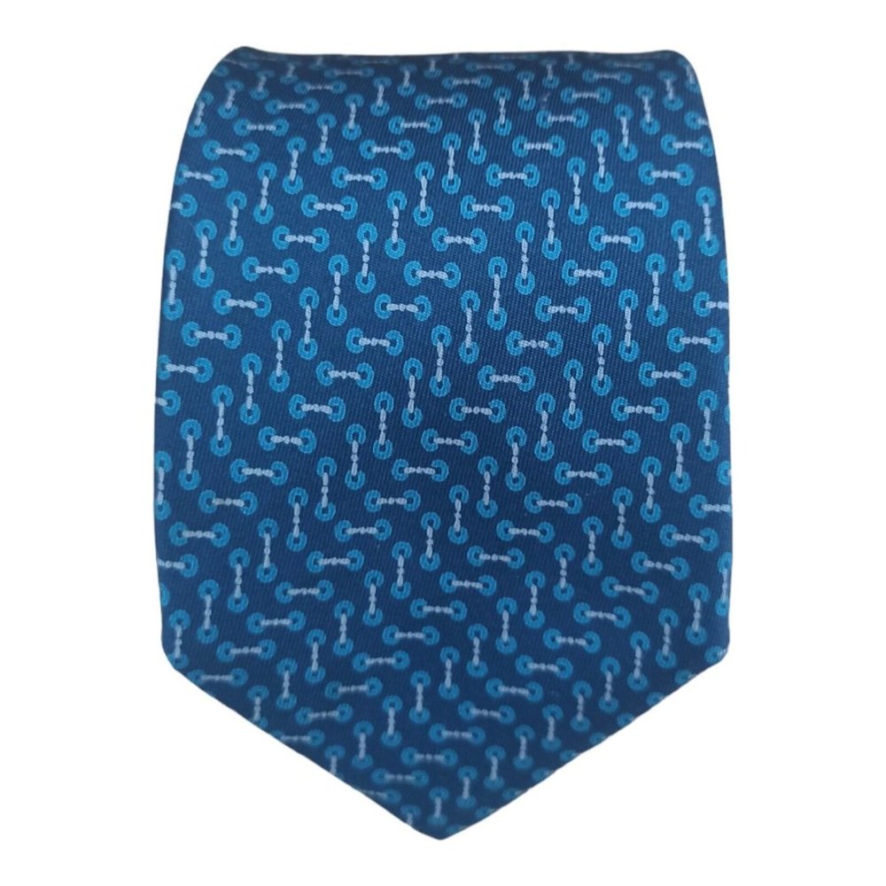 GUCCI Blue Geometric Silk Tie ITALY 57"/ 3.2" EC